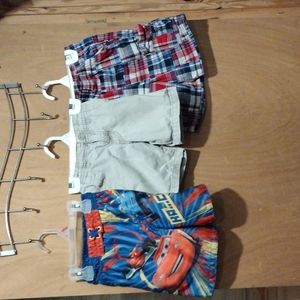 Lot of Shorts/Swim Trunks Size 3T & 4T CARS Bathing Suit Healthtex Tan, Plaid